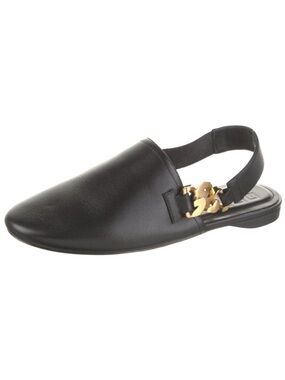 Givenchy Black Leather Slingback Loafer with Gold Chain Accent
